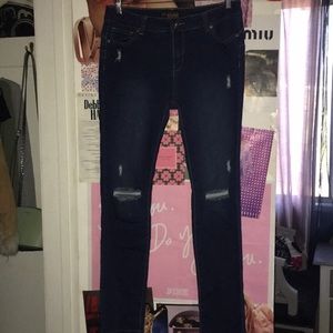 Wax Ripped straight Leg Jeans